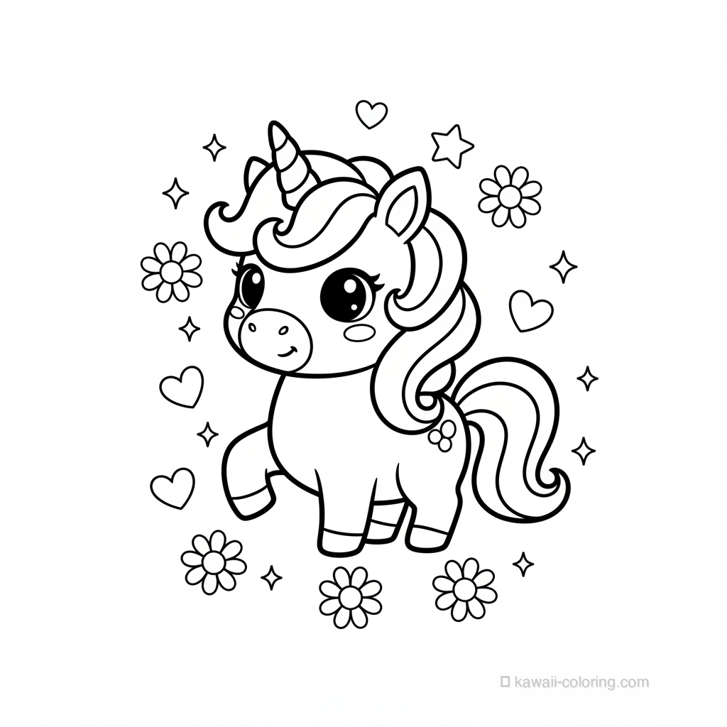 Coloriage Kawaii Licornes #23