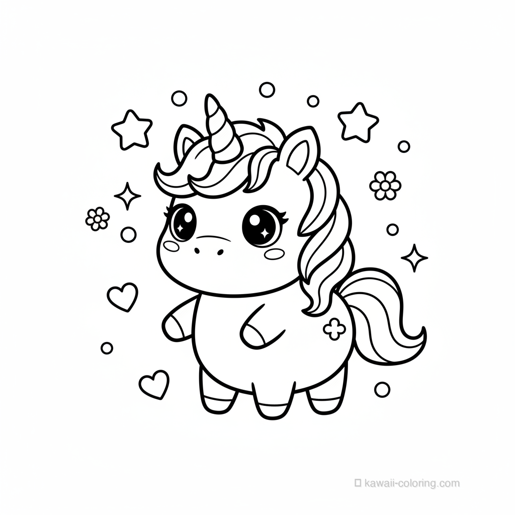 Coloriage Kawaii Licornes #28