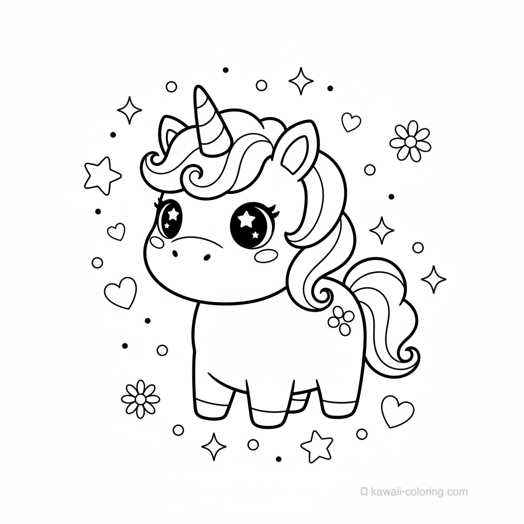 Coloriage Kawaii Licornes #27