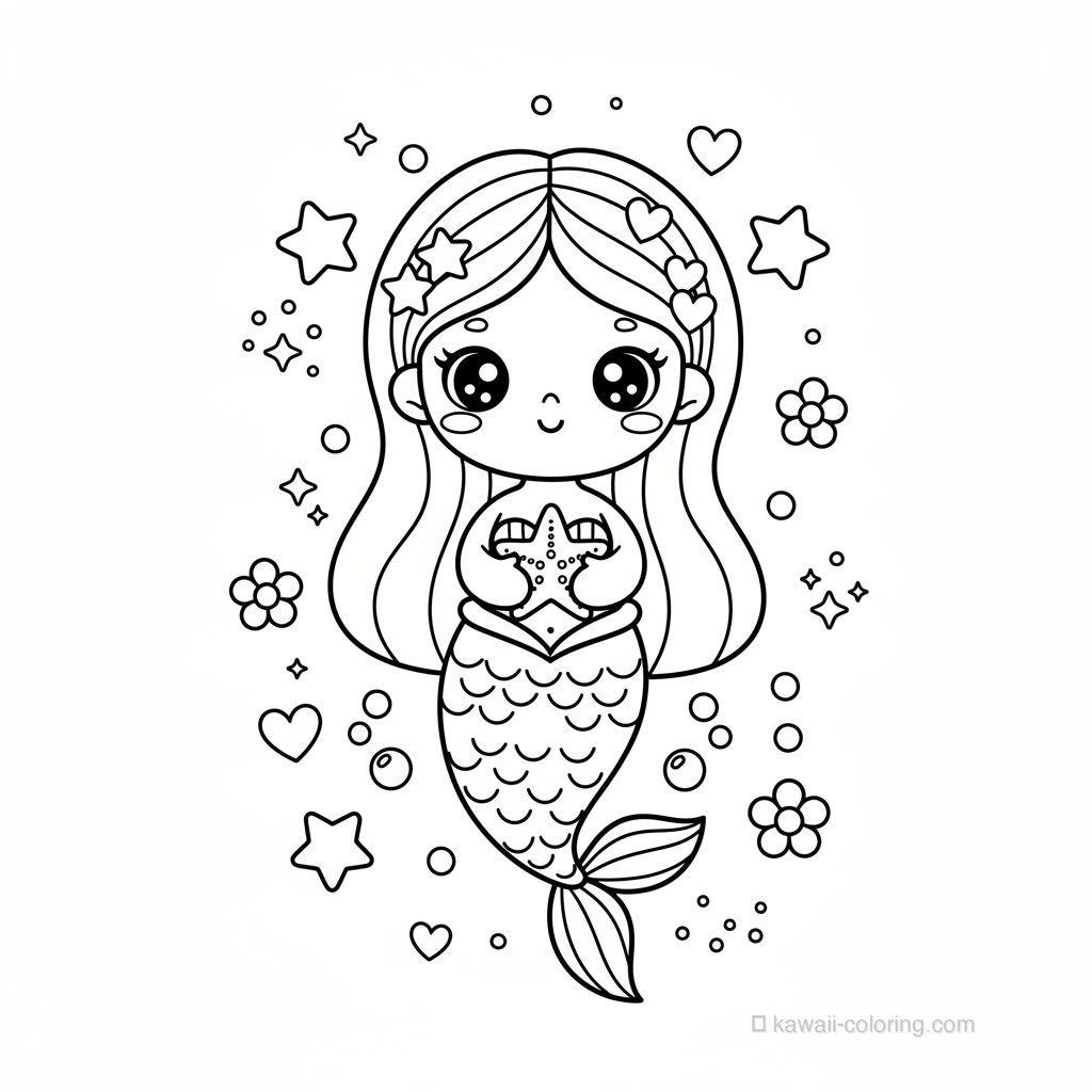 Coloriage Kawaii Mermaids #18