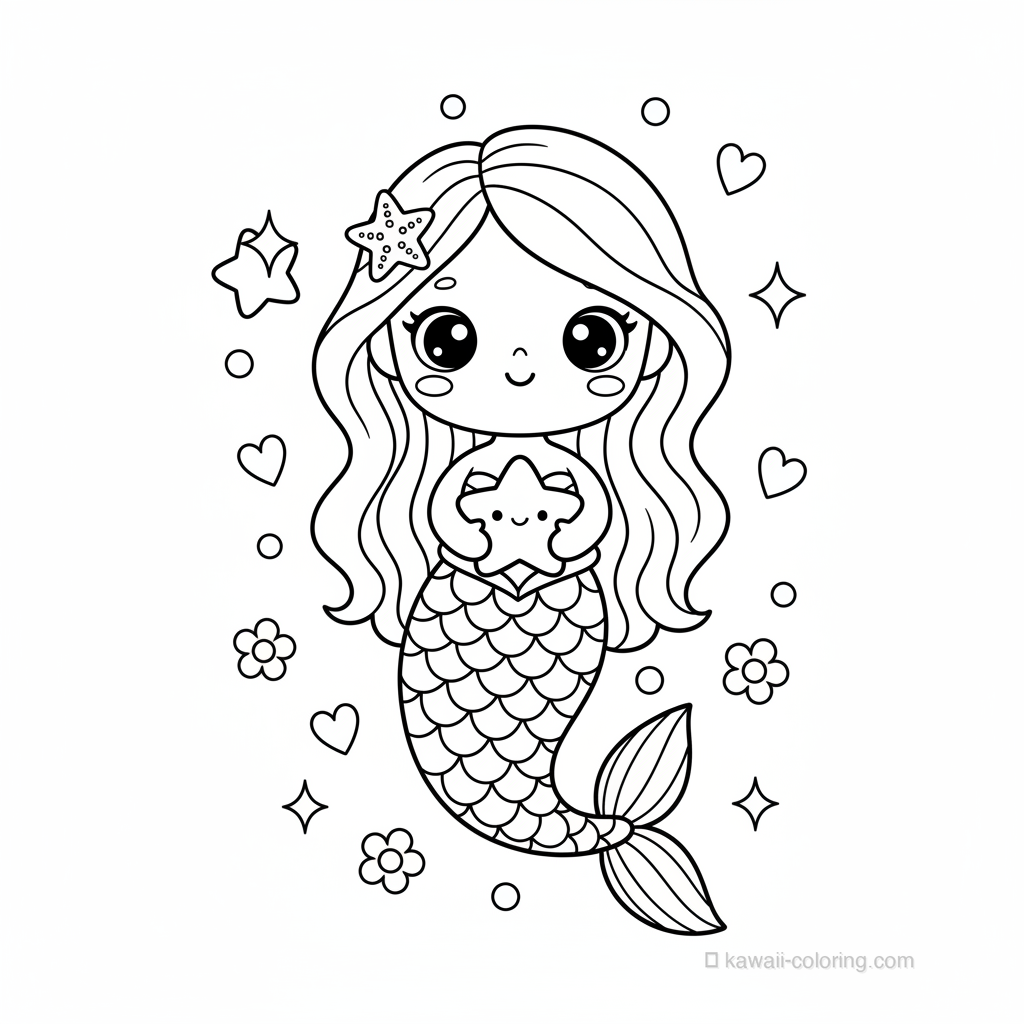 Kawaii Mermaids Ausmalbild #19