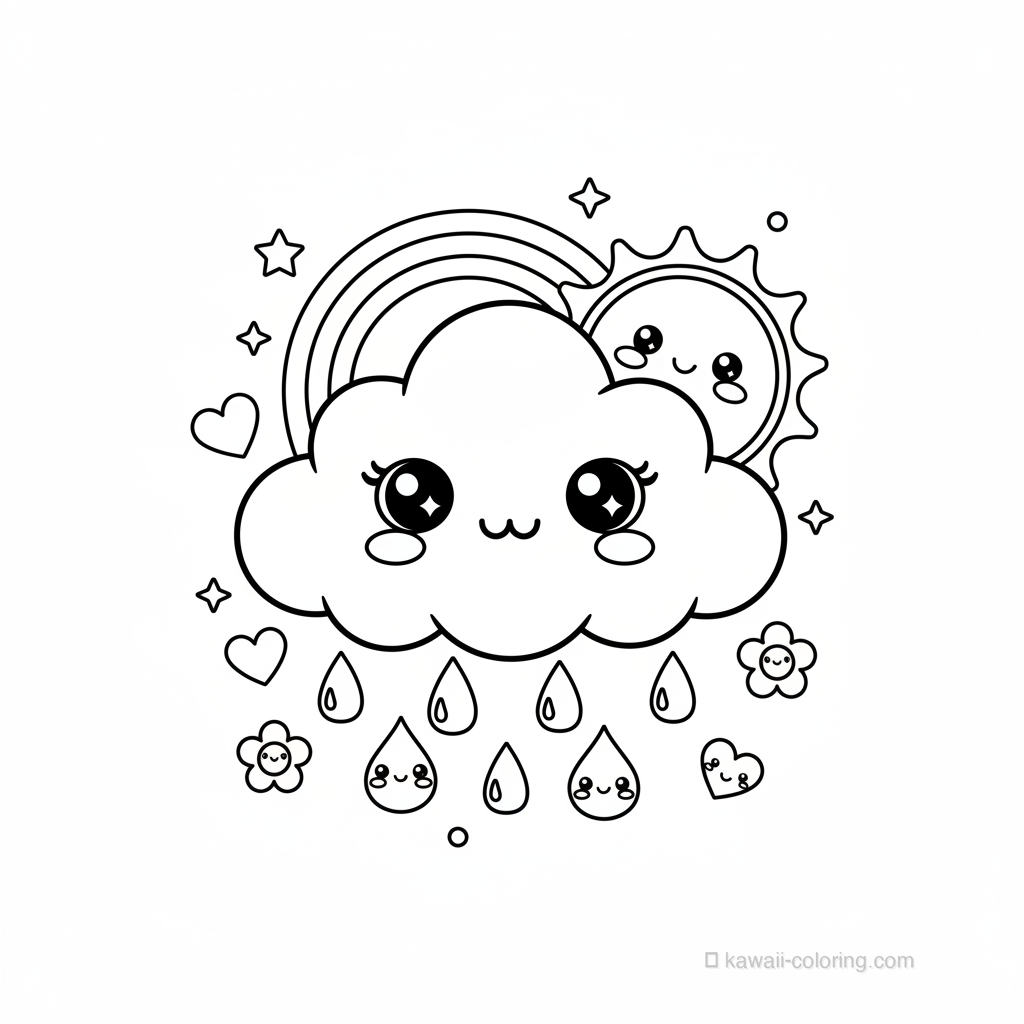 Coloriage Kawaii Météo Kawaii #13