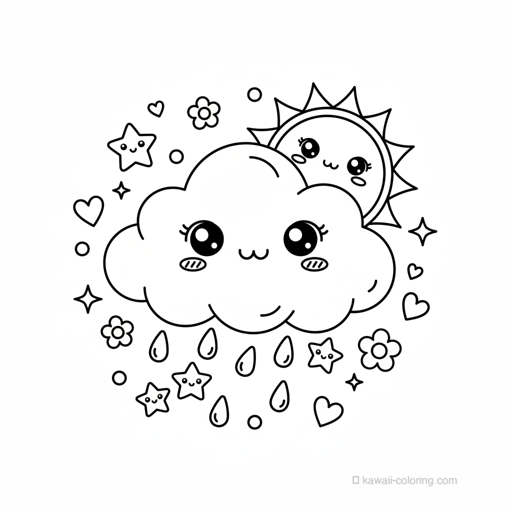 Coloriage Kawaii Météo Kawaii #18