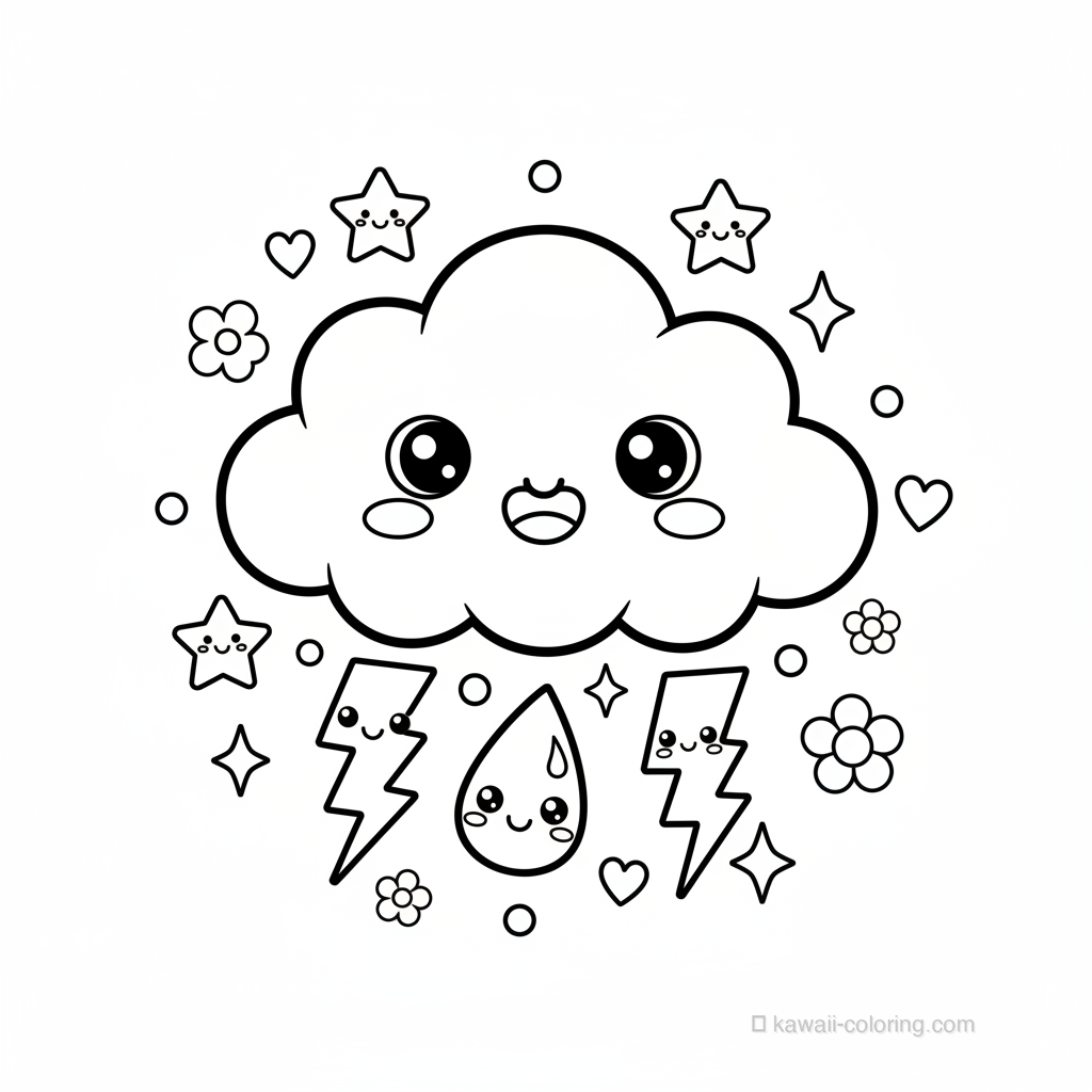 Kawaii Kawaii Weather Coloring Page #19