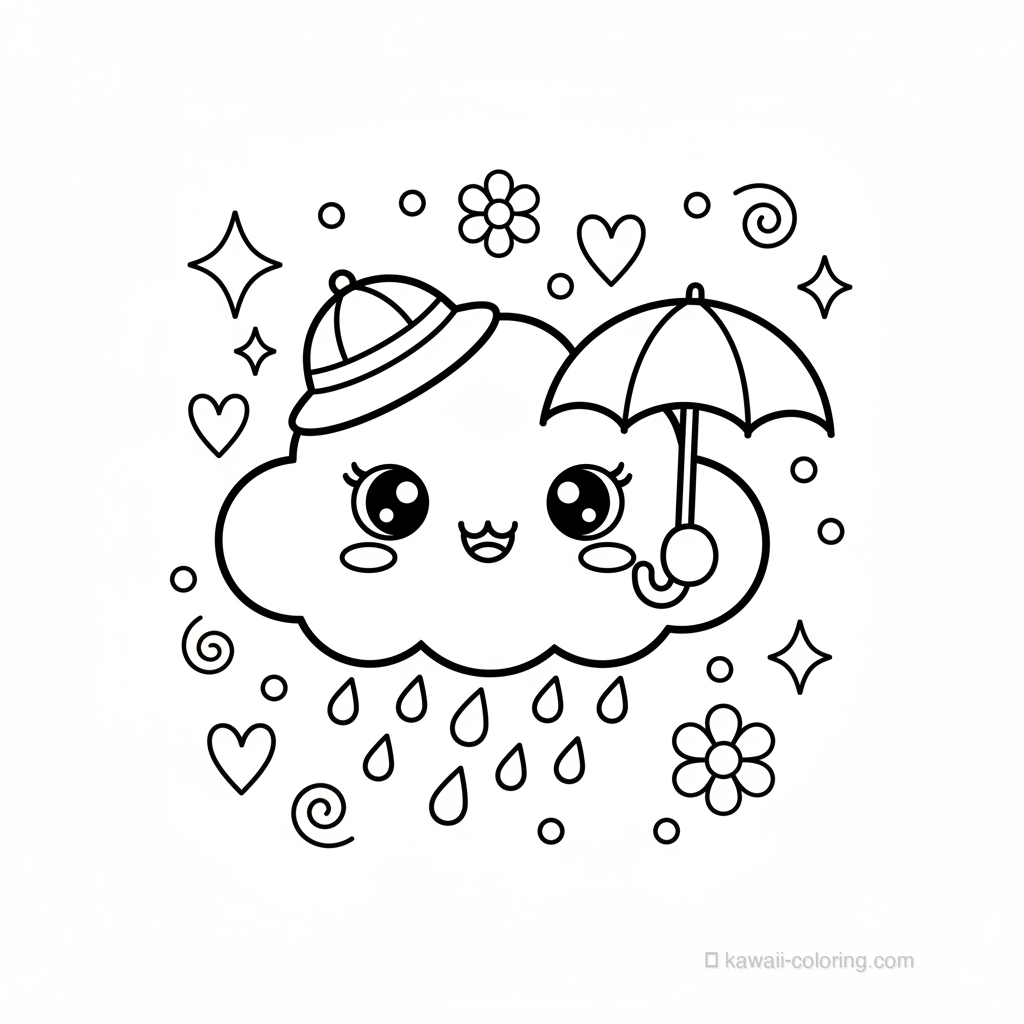 Coloriage Kawaii Météo Kawaii #17