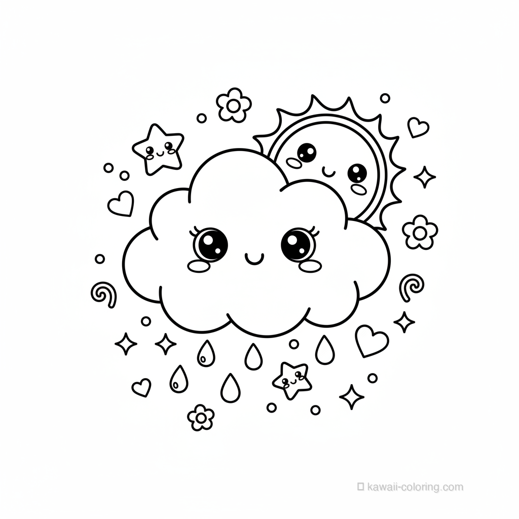 Coloriage Kawaii Météo Kawaii #11