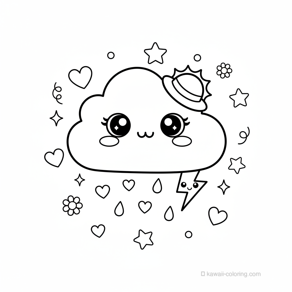 Coloriage Kawaii Météo Kawaii #12