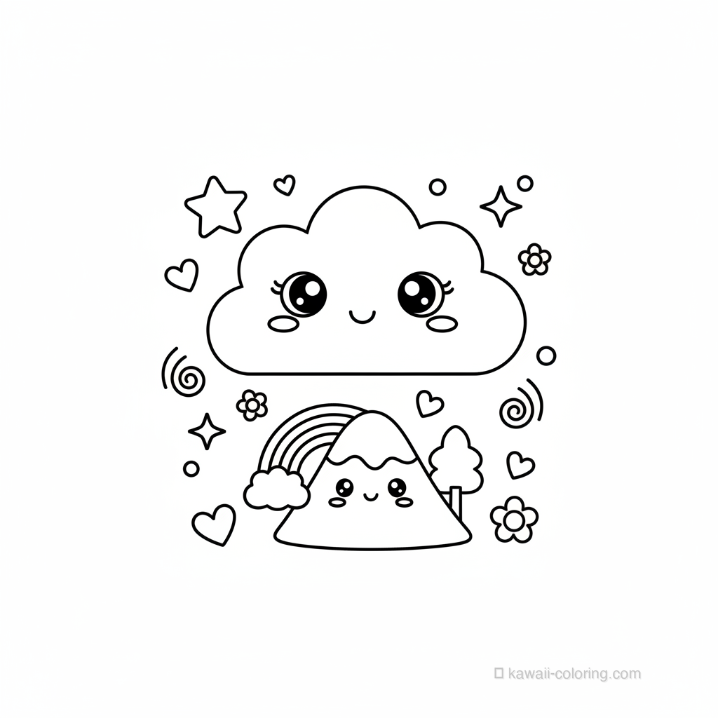 Kawaii Kawaii Nature Coloring Page #25