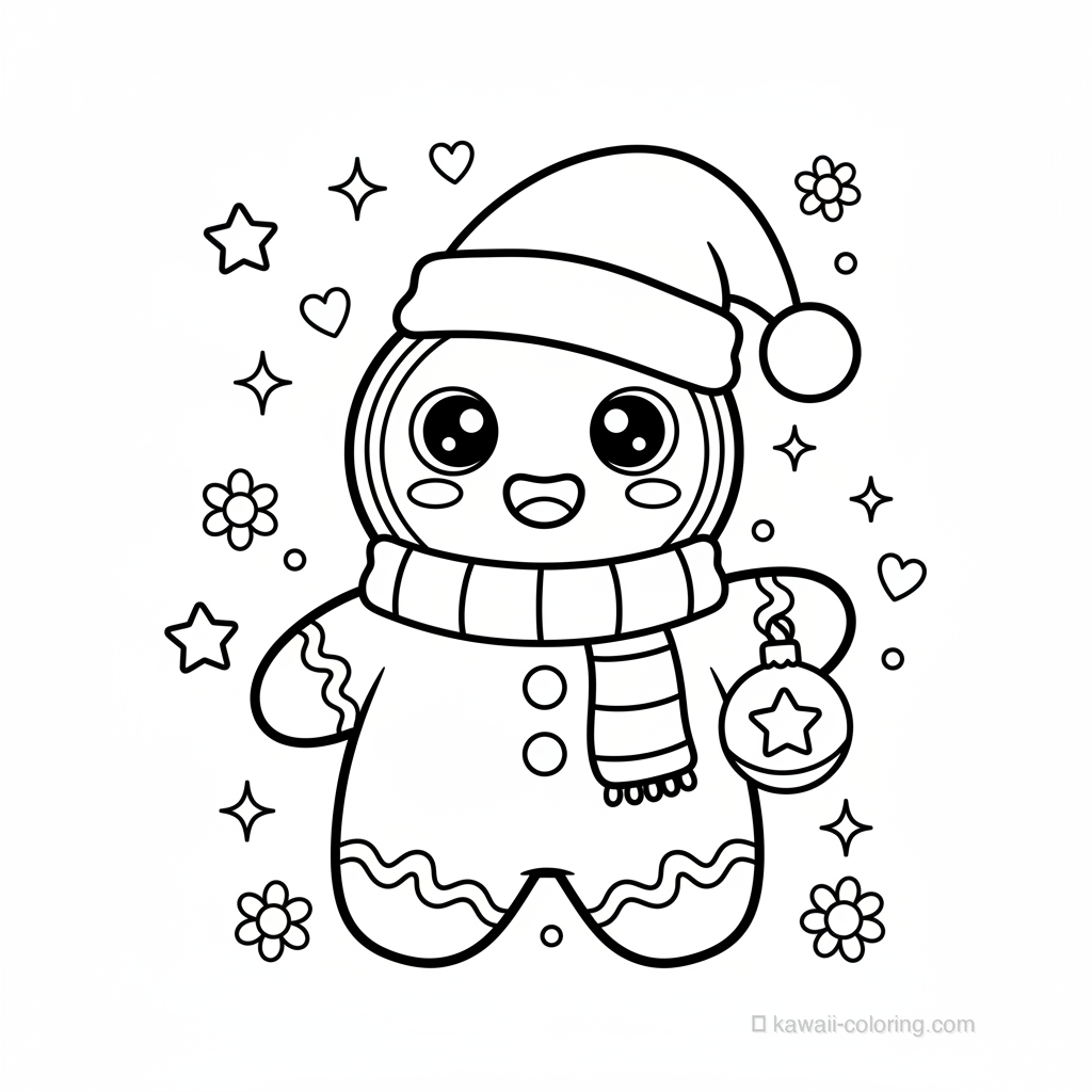 Coloriage Kawaii Noël Kawaii #18