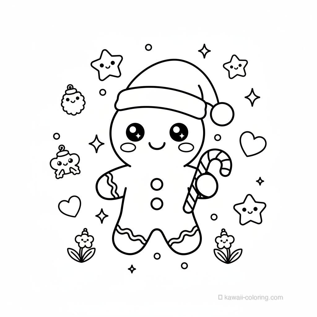 Coloriage Kawaii Noël Kawaii #13