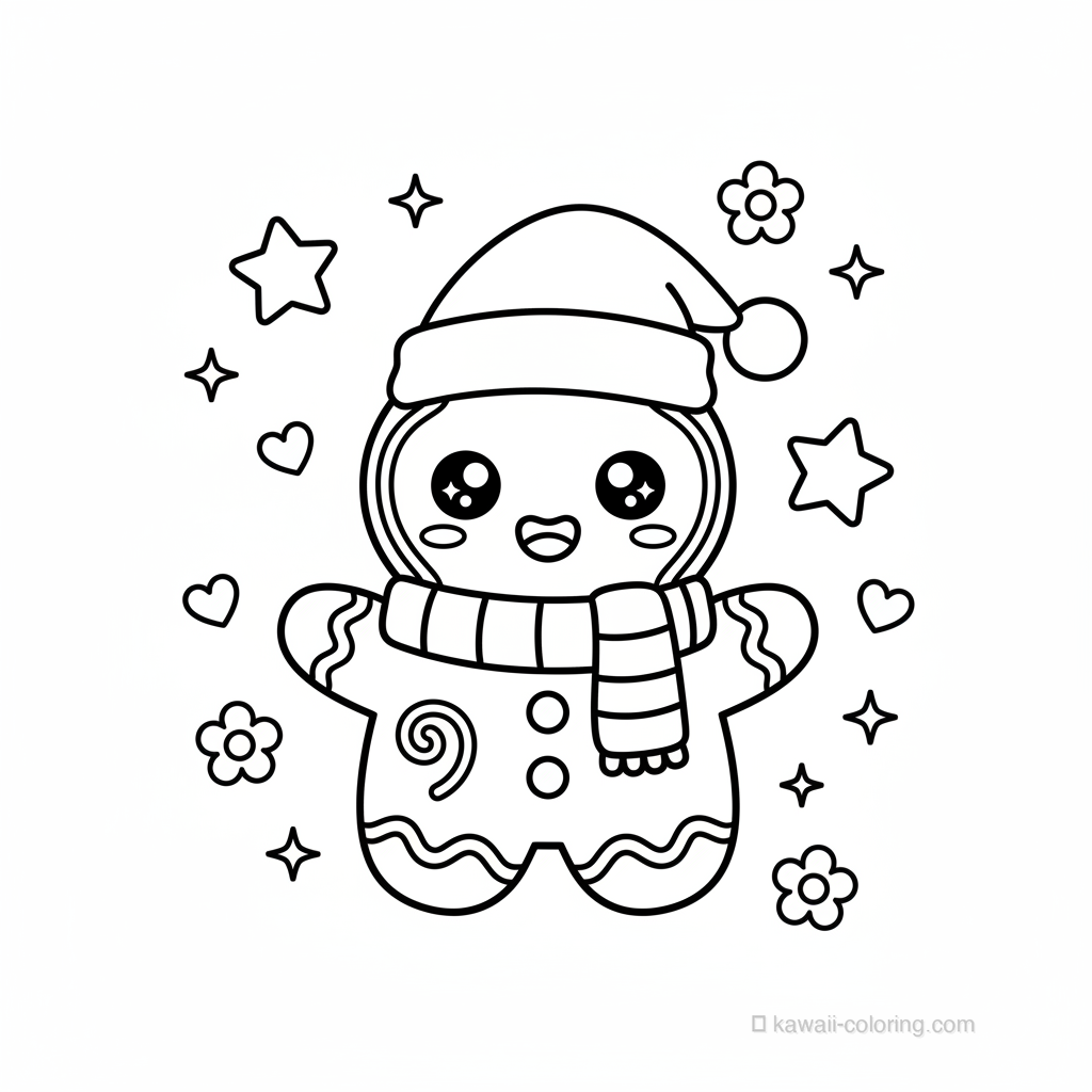 Coloriage Kawaii Noël Kawaii #15