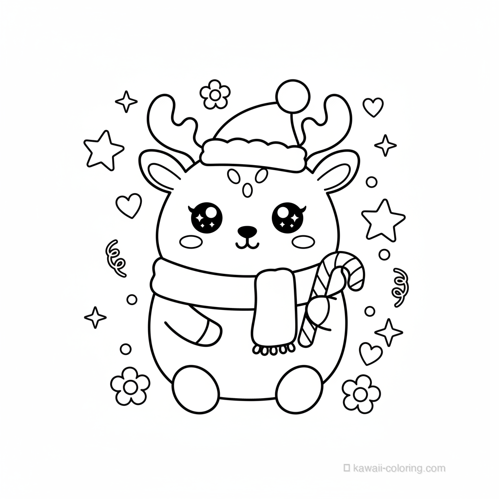 Coloriage Kawaii Noël Kawaii #19