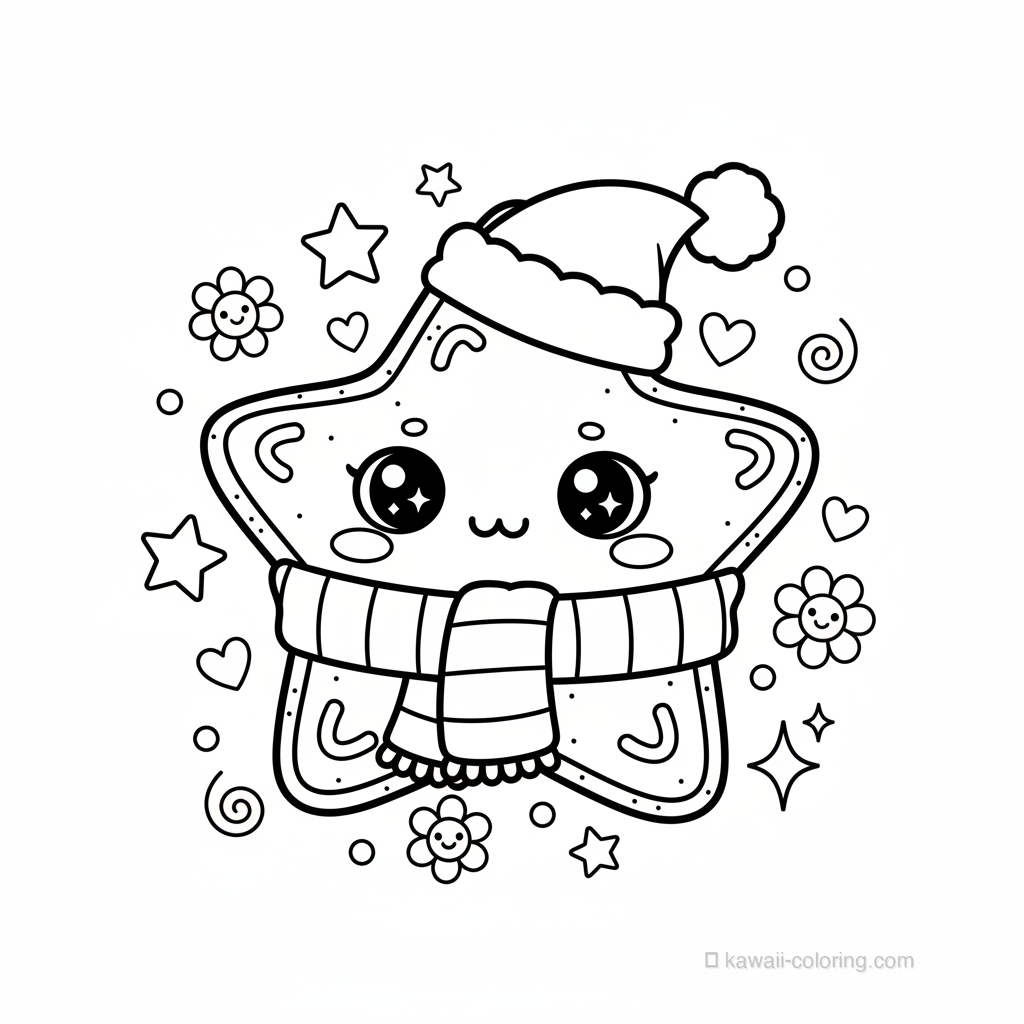 Coloriage Kawaii Noël Kawaii #16