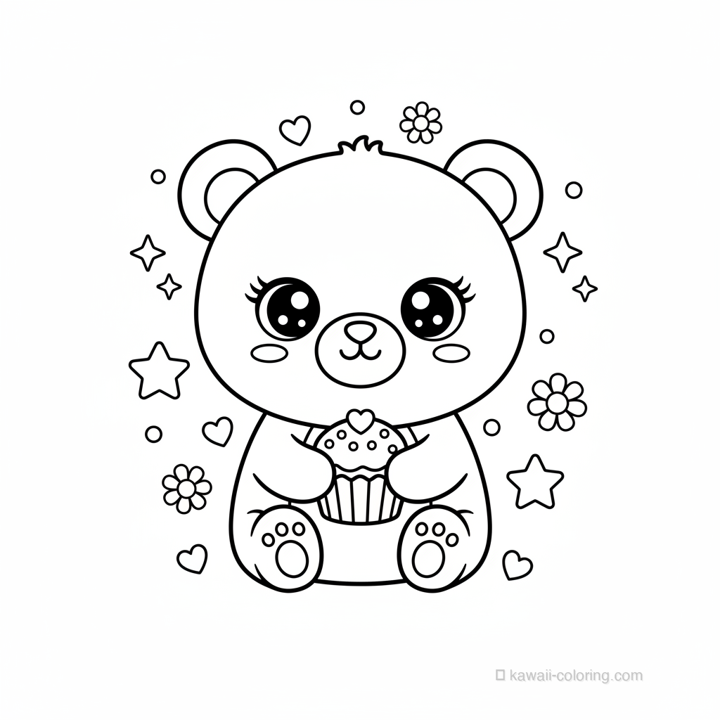 Coloriage Kawaii Oursons Kawaii #22