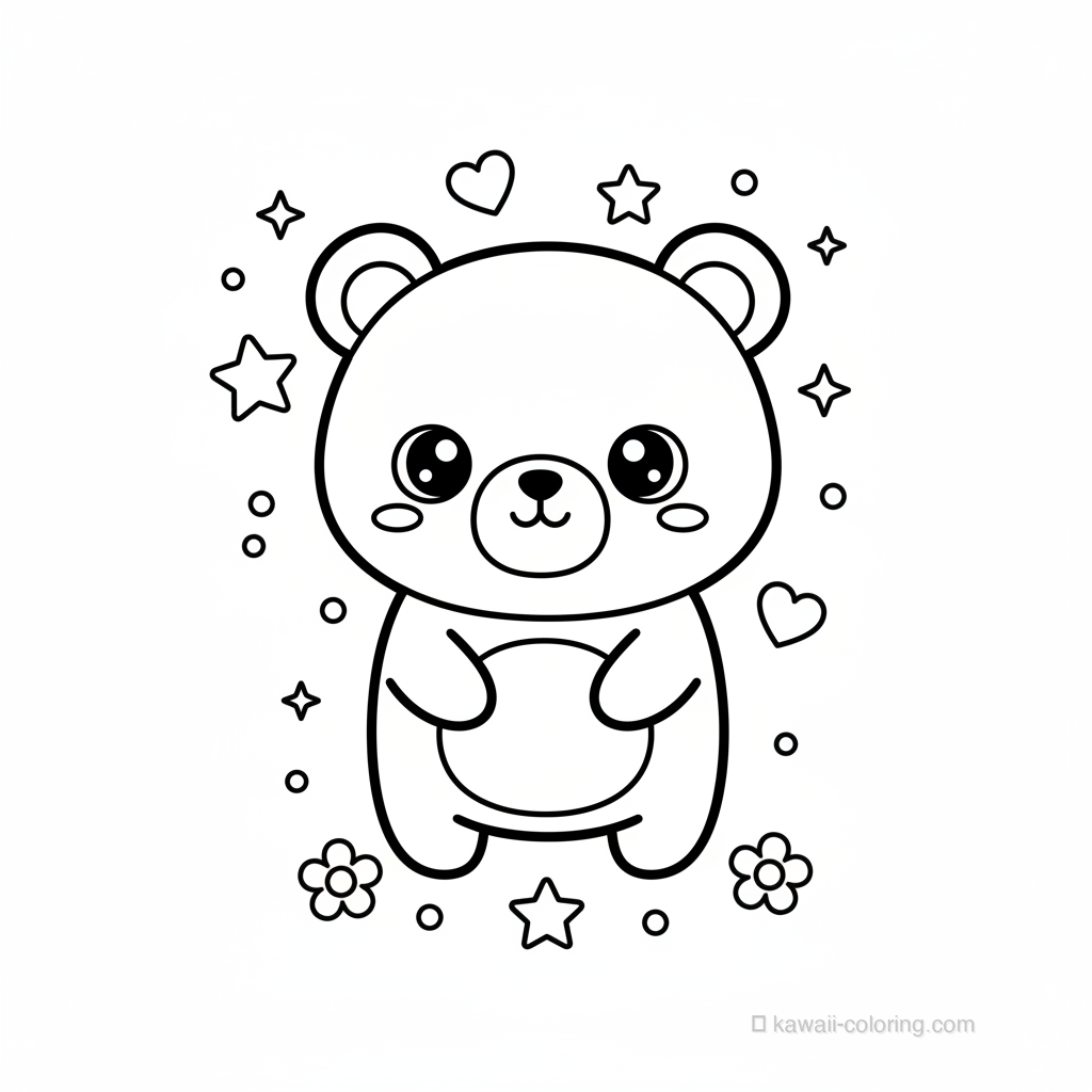 Coloriage Kawaii Oursons Kawaii #21