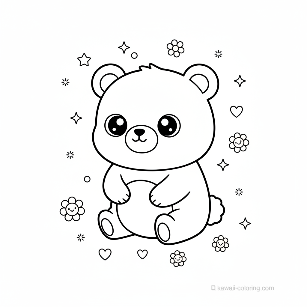 Coloriage Kawaii Oursons Kawaii #24