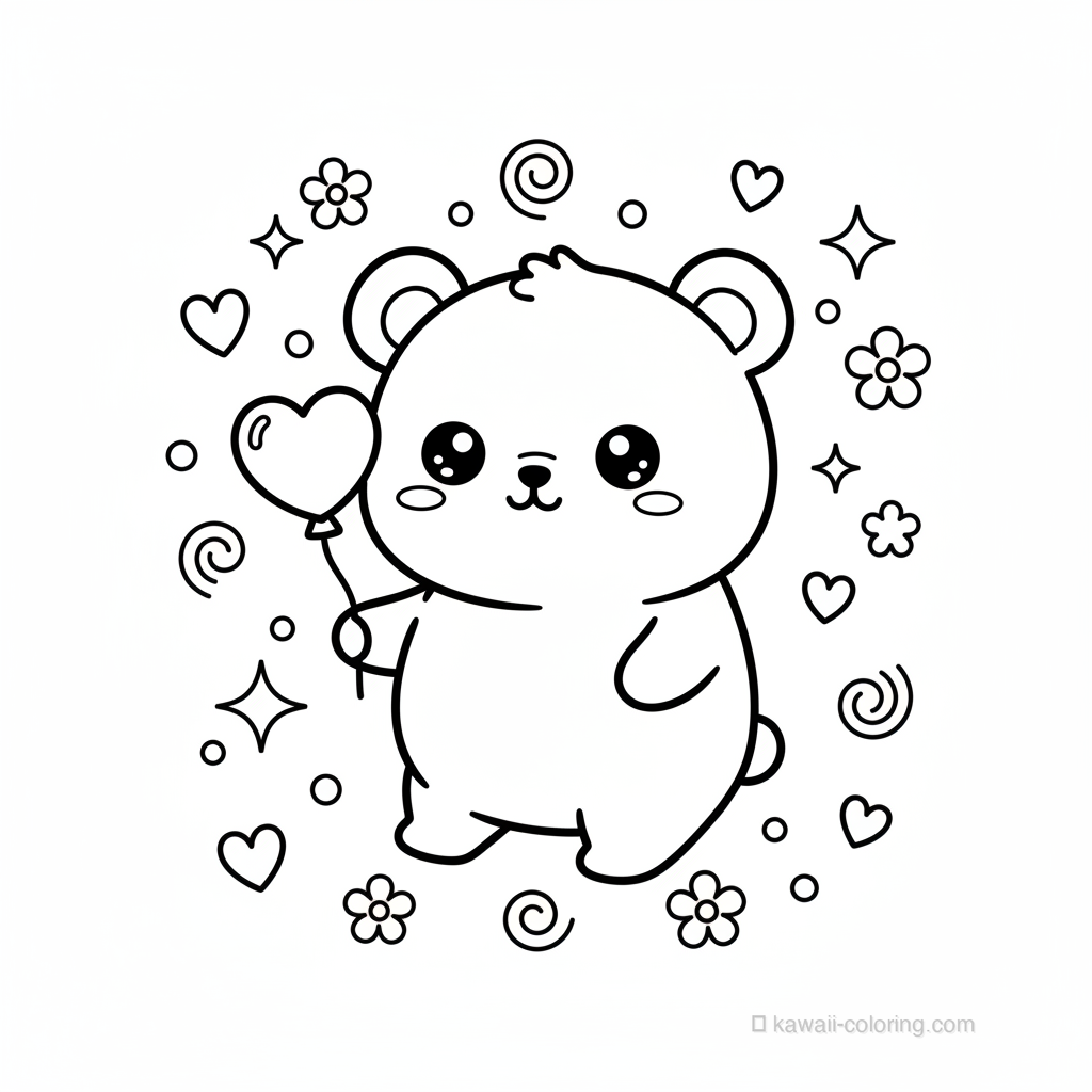 Coloriage Kawaii Oursons Kawaii #26