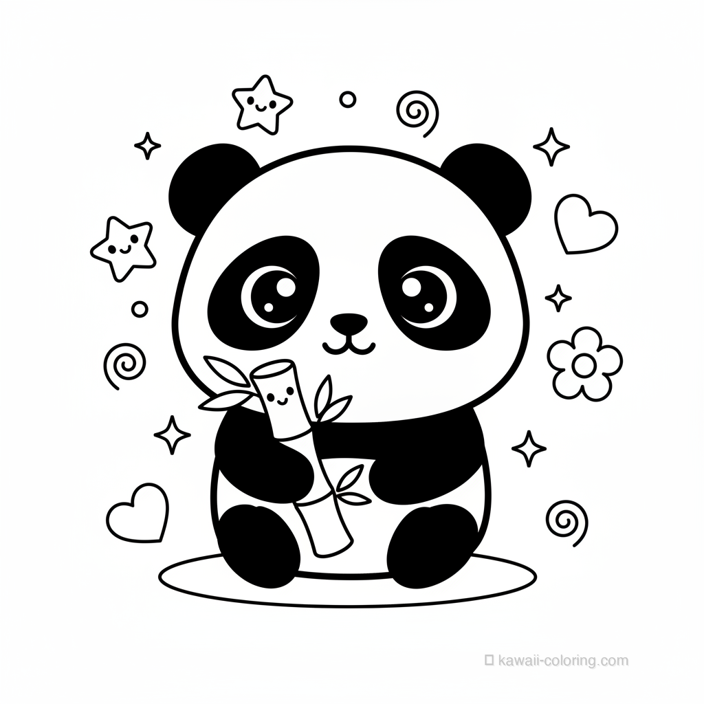 Desenho Kawaii Pandas para Colorir #20