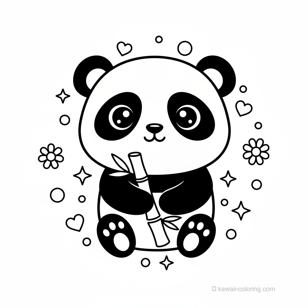 Coloriage Kawaii Pandas Kawaii #23