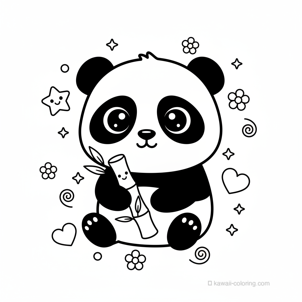 Coloriage Kawaii Pandas Kawaii #27