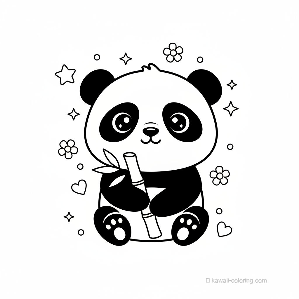 Coloriage Kawaii Pandas Kawaii #22