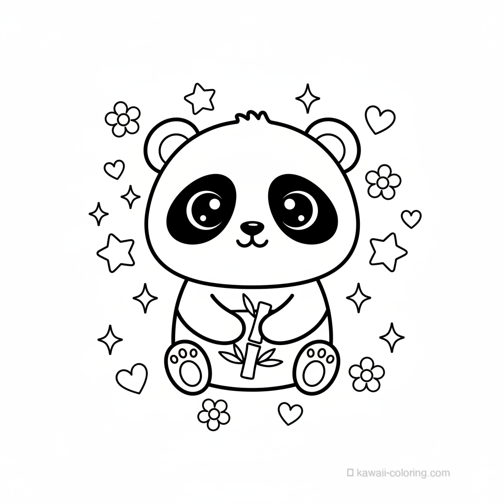 Coloriage Kawaii Pandas Kawaii #24
