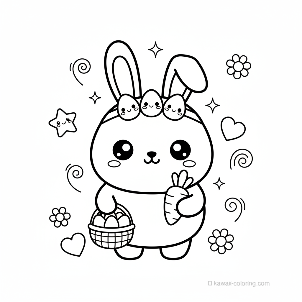Coloriage Kawaii Pâques Kawaii #20