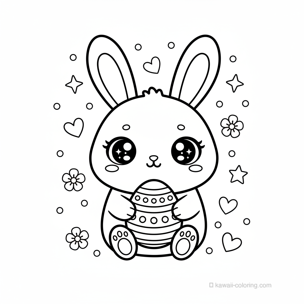 Coloriage Kawaii Pâques Kawaii #14