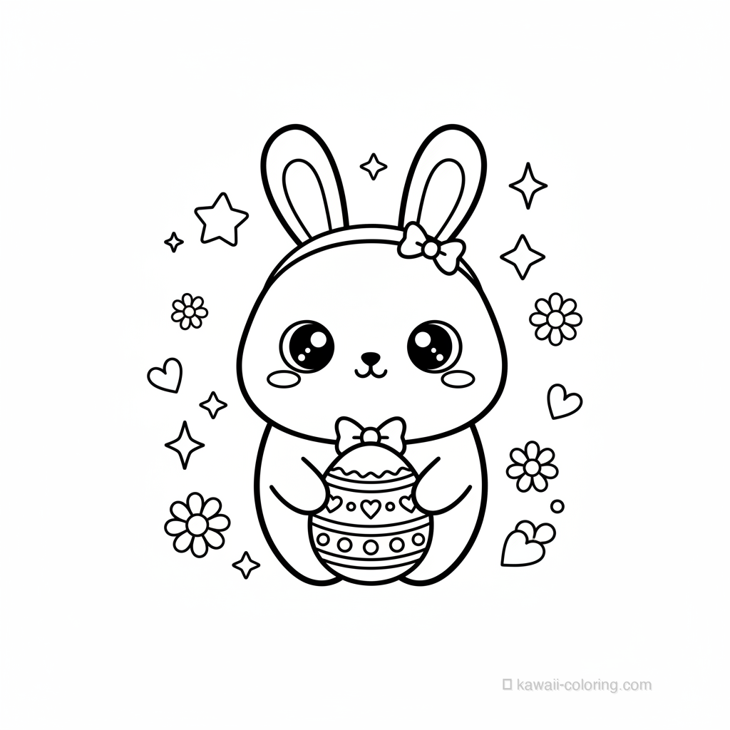 Coloriage Kawaii Pâques Kawaii #13