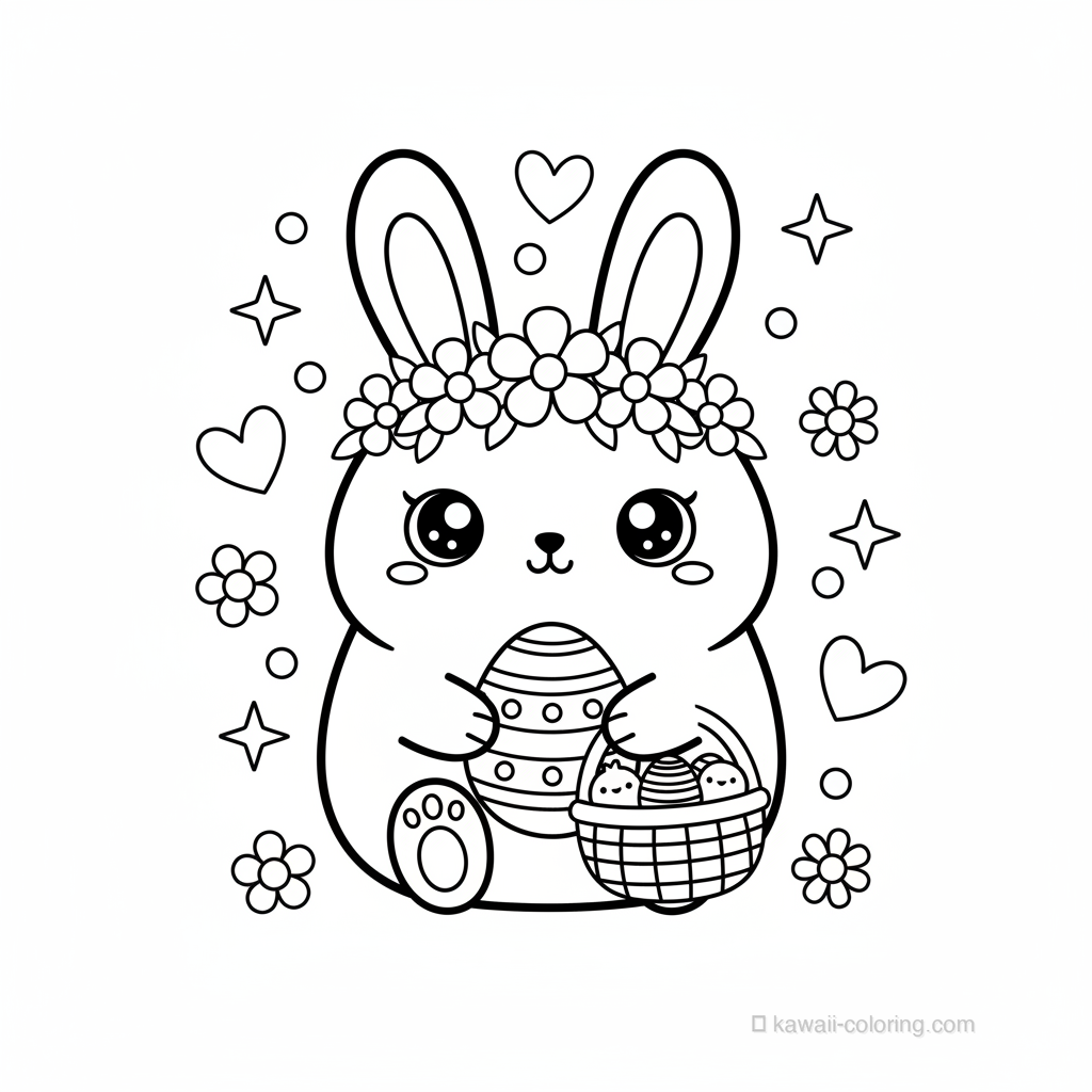 Coloriage Kawaii Pâques Kawaii #11