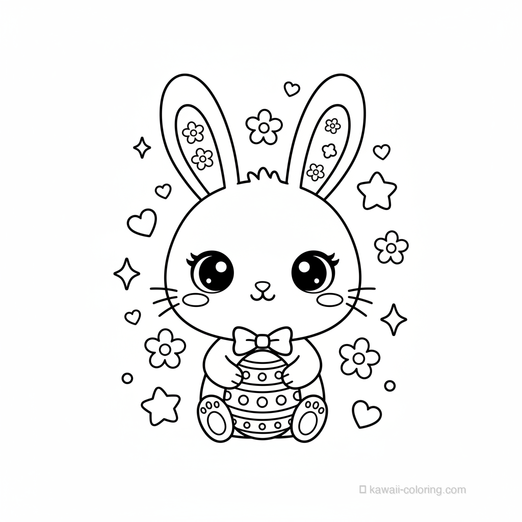Coloriage Kawaii Pâques Kawaii #19