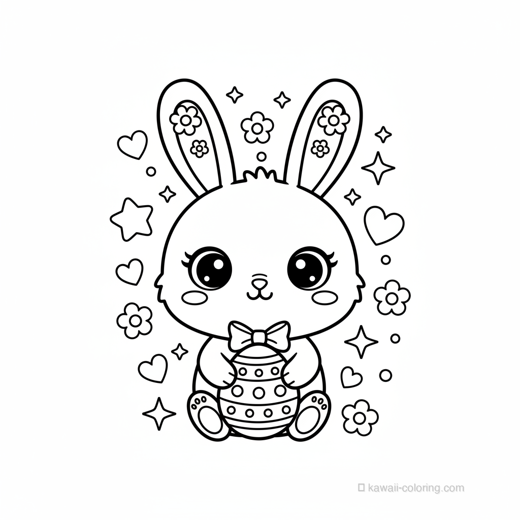 Coloriage Kawaii Pâques Kawaii #12