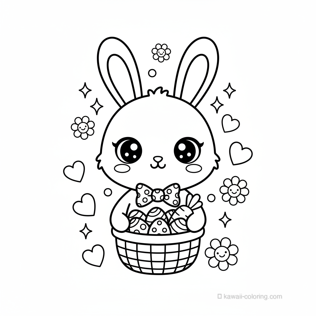 Coloriage Kawaii Pâques Kawaii #15