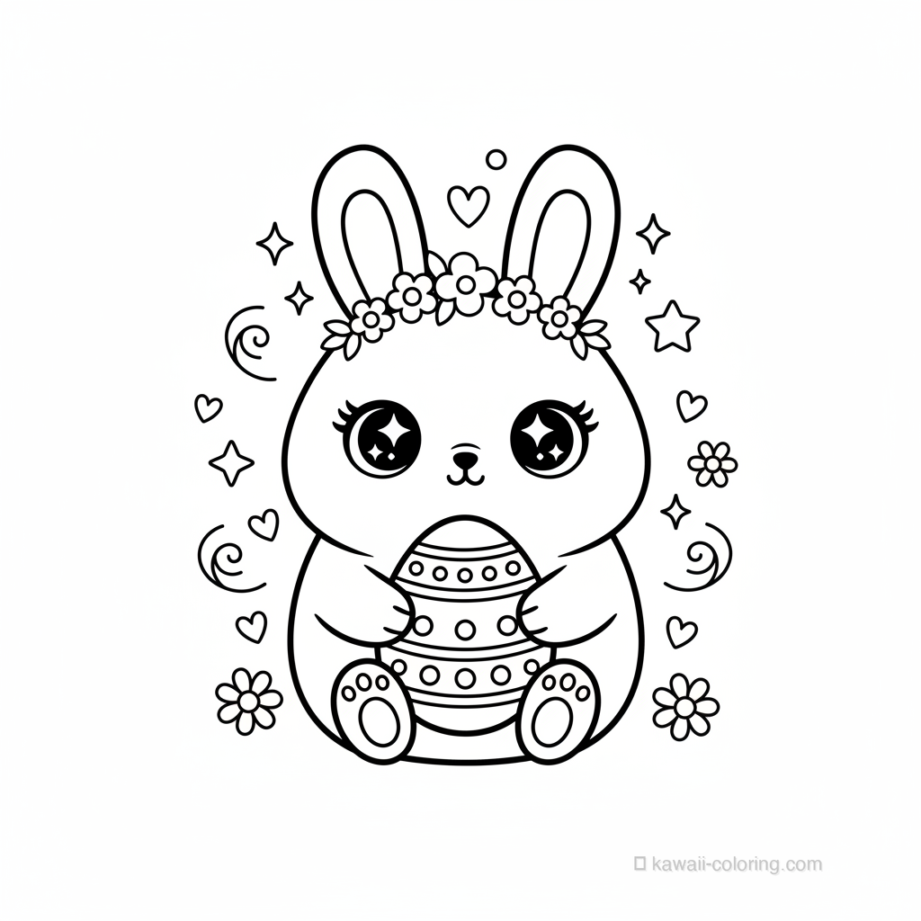 Coloriage Kawaii Pâques Kawaii #18