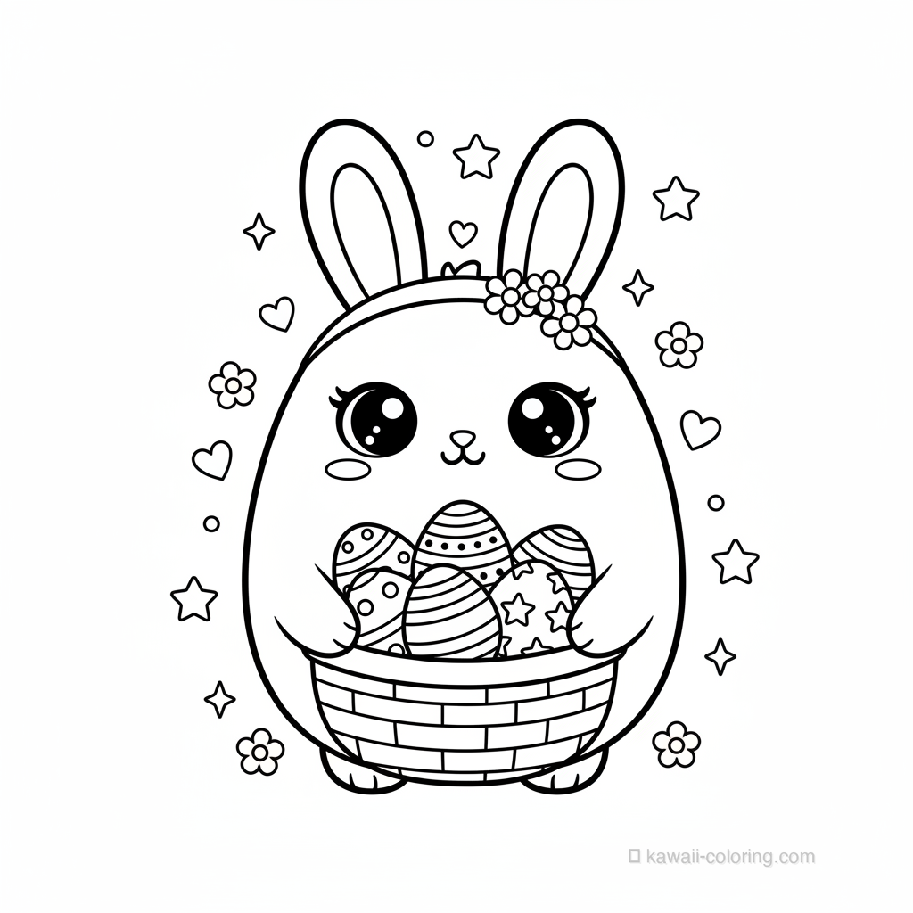 Coloriage Kawaii Pâques Kawaii #16