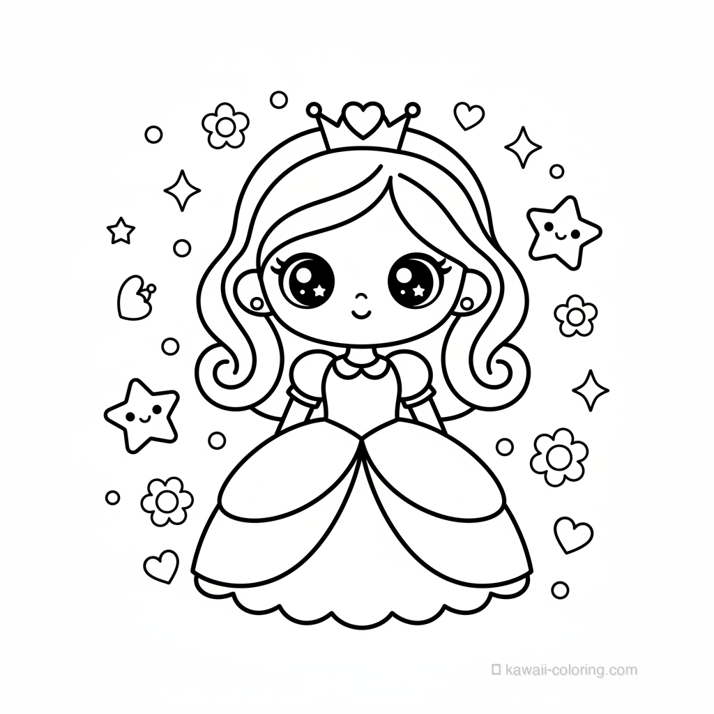 Coloriage Kawaii Princesses Kawaii #29
