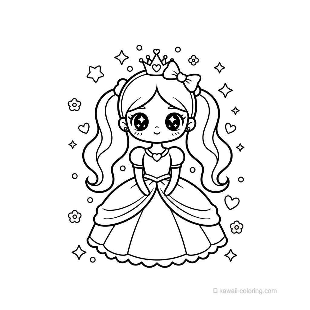 Coloriage Kawaii Princesses Kawaii #23