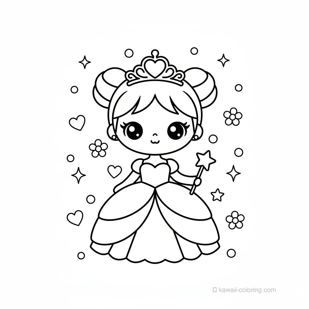 Coloriage Kawaii Princesses Kawaii #22