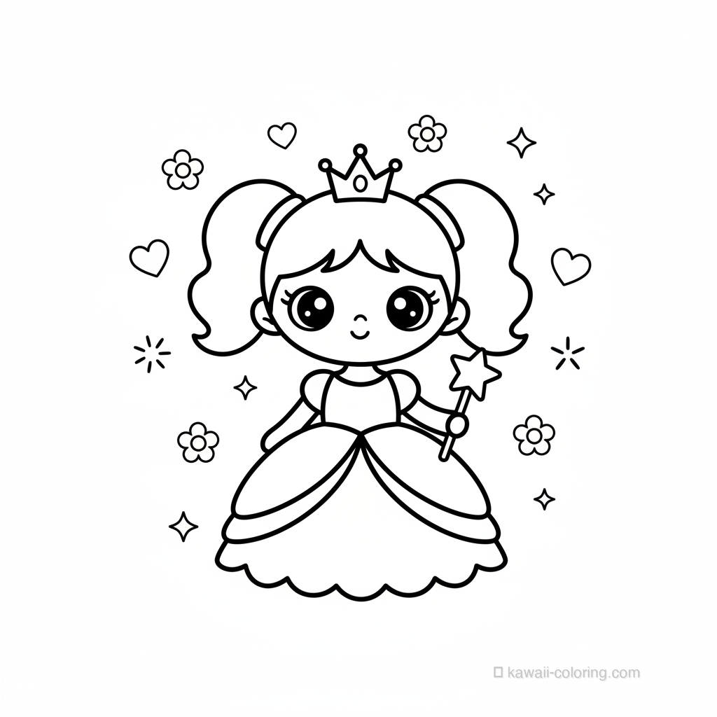 Coloriage Kawaii Princesses Kawaii #21