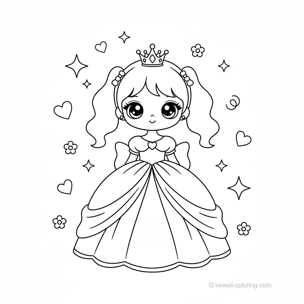 Coloriage Kawaii Princesses Kawaii #27