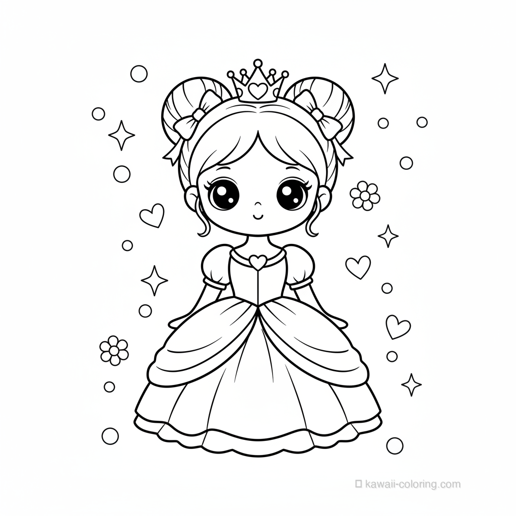 Coloriage Kawaii Princesses Kawaii #26