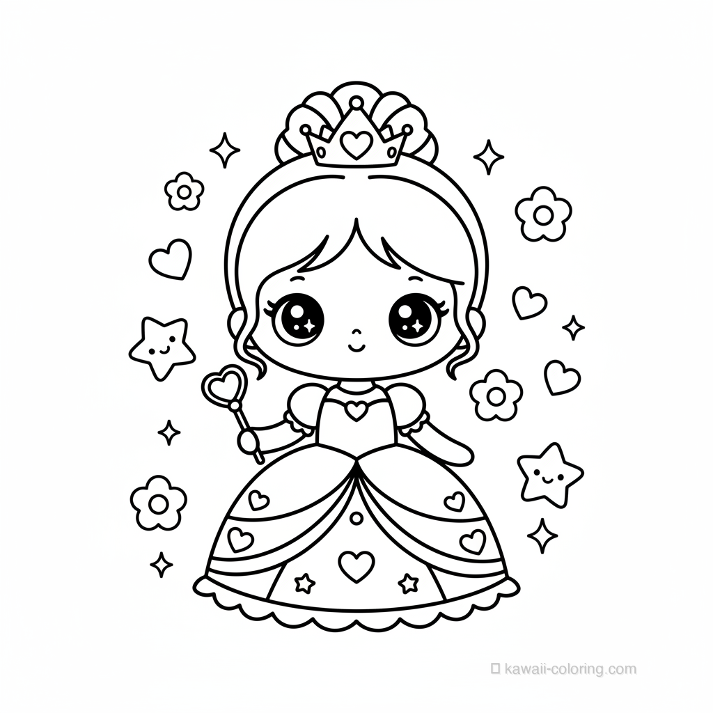 Coloriage Kawaii Princesses Kawaii #24