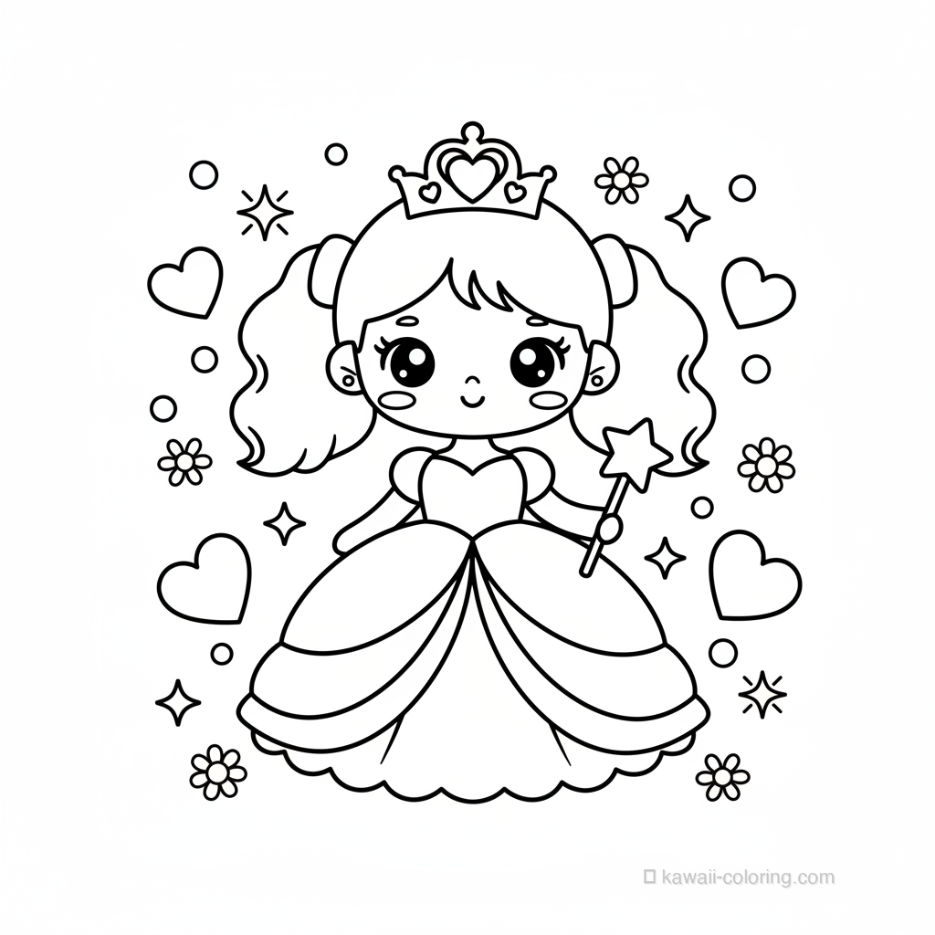Coloriage Kawaii Princesses Kawaii #30