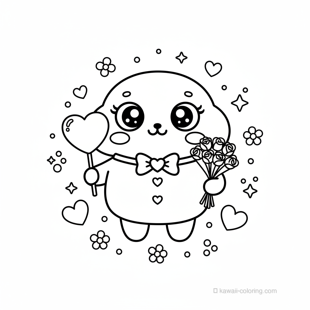 Coloriage Kawaii Saint-Valentin Kawaii #11