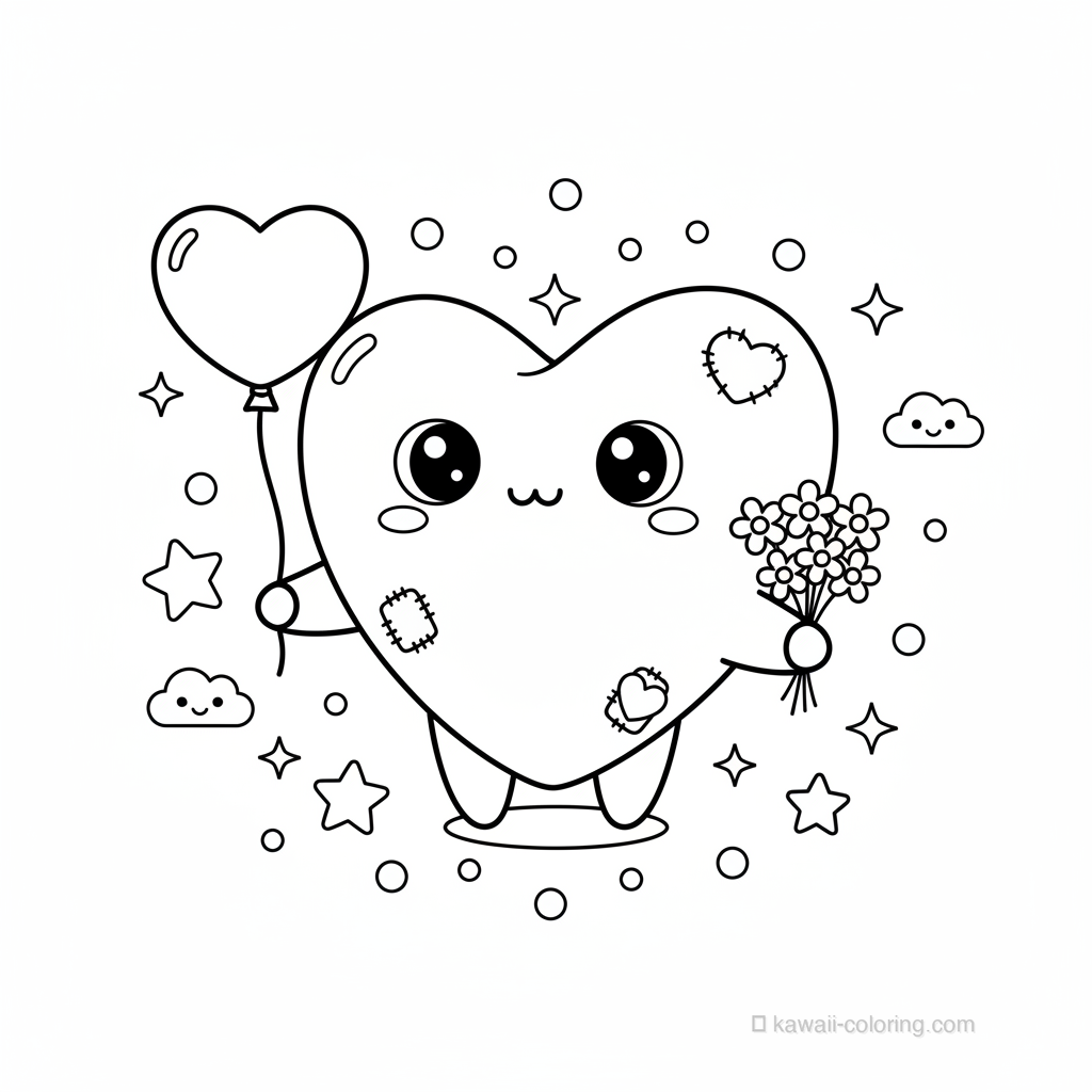Coloriage Kawaii Saint-Valentin Kawaii #20