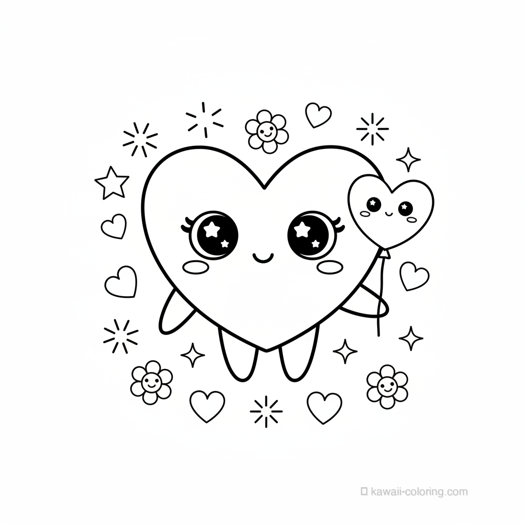 Coloriage Kawaii Saint-Valentin Kawaii #17