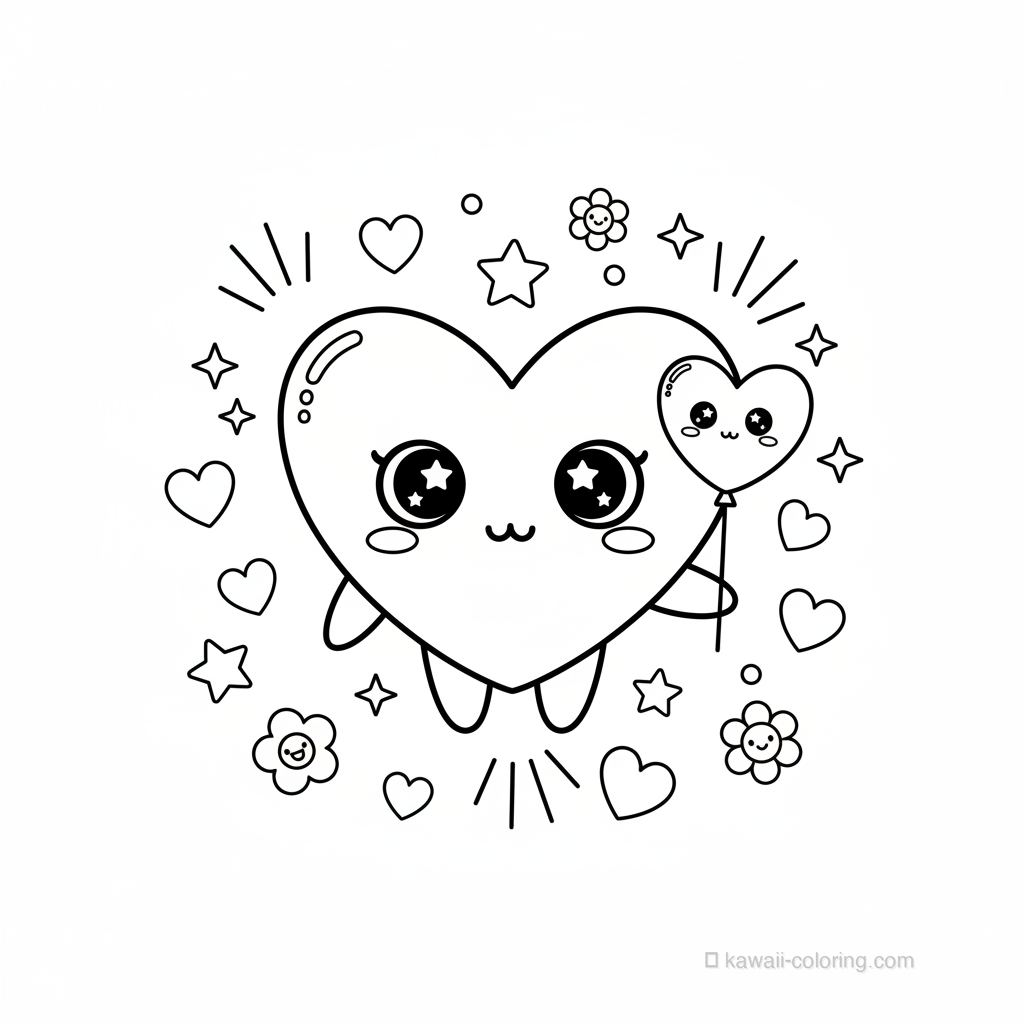 Coloriage Kawaii Saint-Valentin Kawaii #14