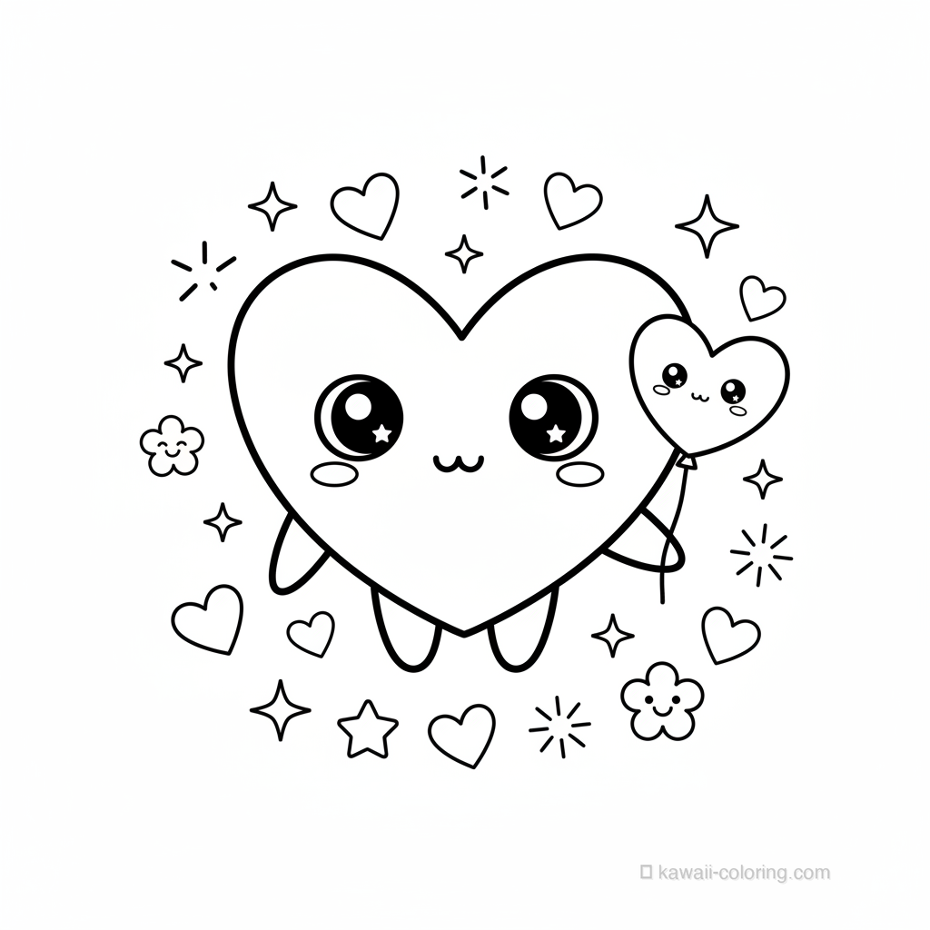 Coloriage Kawaii Saint-Valentin Kawaii #12