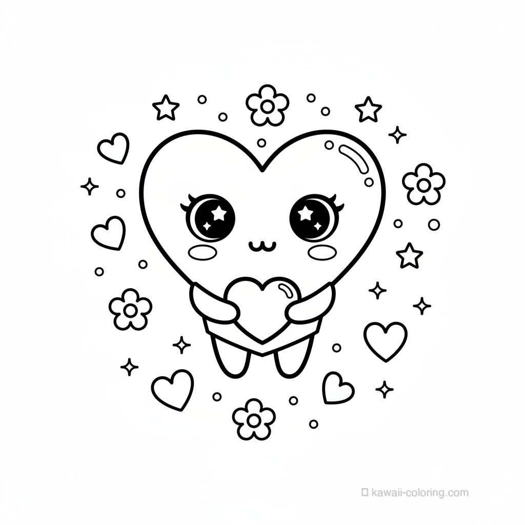 Coloriage Kawaii Saint-Valentin Kawaii #15