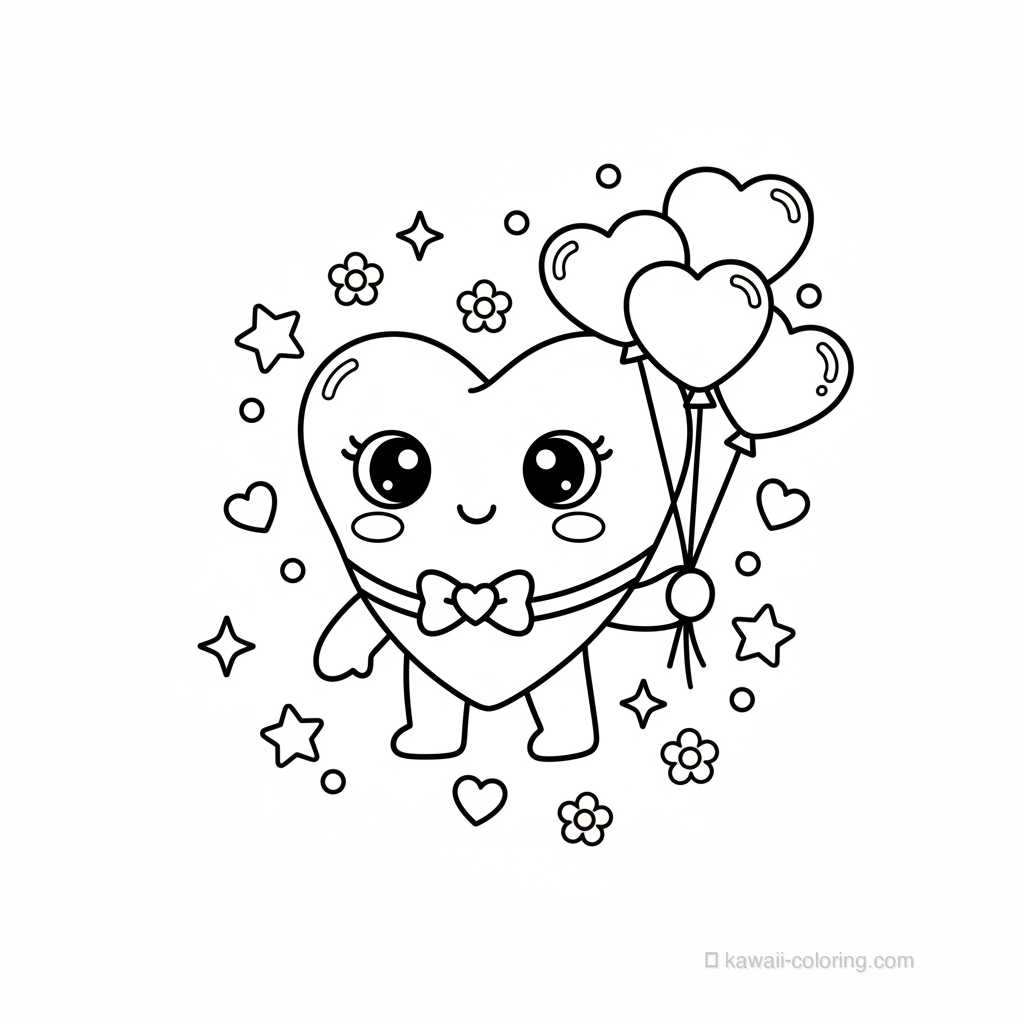 Coloriage Kawaii Saint-Valentin Kawaii #18